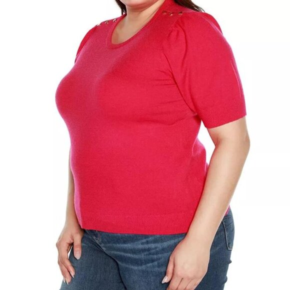 Belldini Plus Size Azalea Puff Sleeve Sweater with Rivet Detail – Size 2X – NWT - Picture 2 of 4